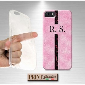 Cover Personalizzata - MONOGRAMMA INIZIALI NOME - ROSA GLITTER - Samsung