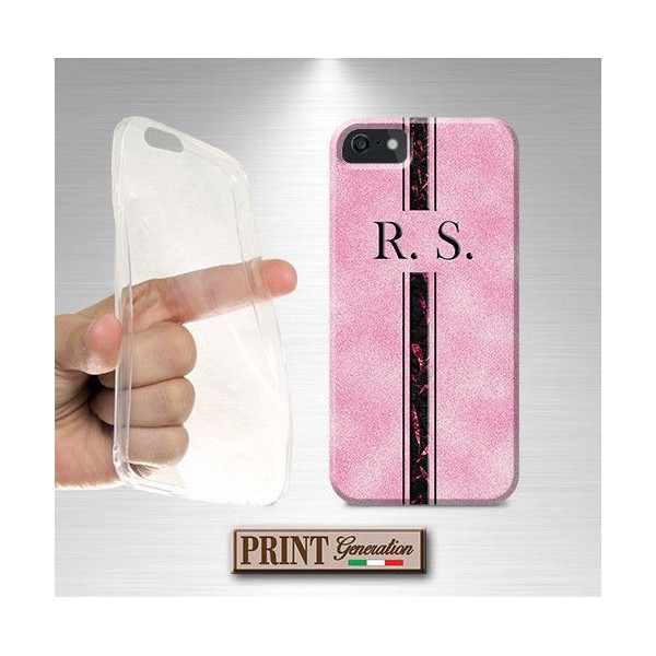 Cover Personalizzata - MONOGRAMMA INIZIALI NOME - ROSA GLITTER - Samsung