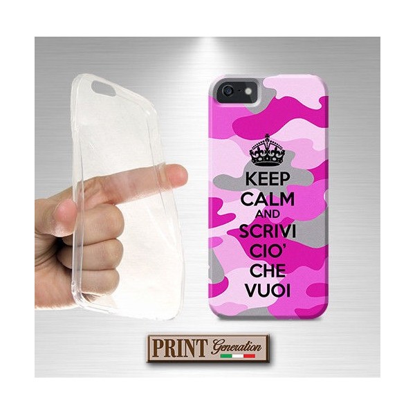 Cover Personalizzata - KEEP CALM MIMETICA ROSA - Huawei