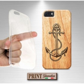 Cover stampata Nautica ANCORA LEGNO effetto Huawei