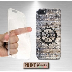 Cover stampata Nautica TIMONE VINTAGE LEGNO effetto Huawei