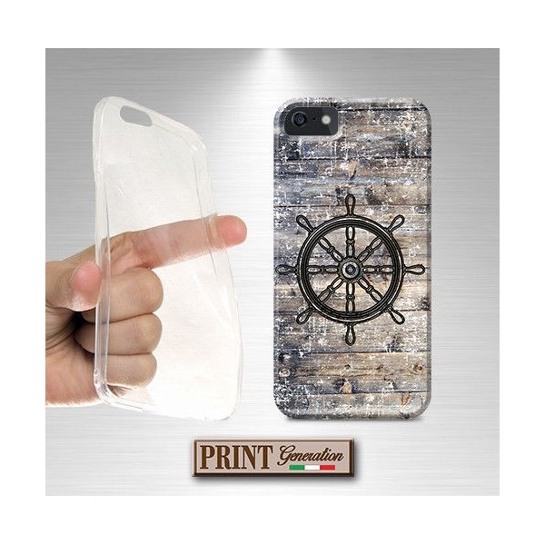 Cover stampata Nautica TIMONE VINTAGE LEGNO effetto Huawei