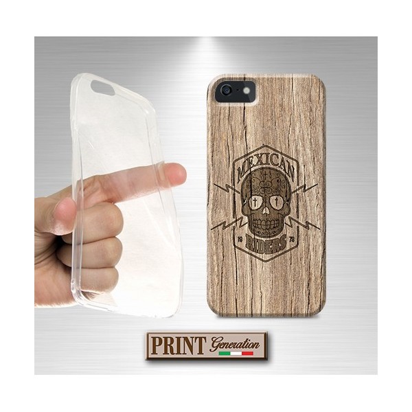 Cover stampata RIDER SKULL LEGNO effetto Huawei