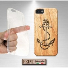 Cover stampata Nautica ANCORA LEGNO effetto iPhone