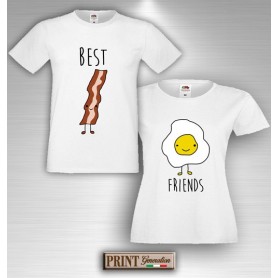 T-Shirt - BEST FRIENDS BACON E UOVA - Amicizia - Idea regalo - Coppia
