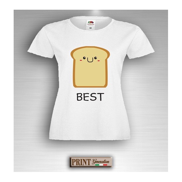 T-Shirt - BEST FRIENDS BREAD AND NUTS CREAM - Amicizia - Idea regalo - Coppia