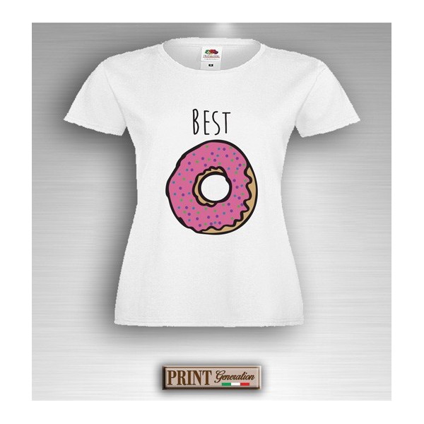 T-Shirt - BEST FRIENDS DONUT E COFFEE - Amicizia - Idea regalo - Coppia
