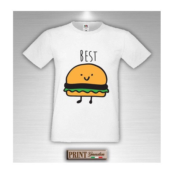 T-Shirt - BEST FRIENDS HAMBURGER E PATATINE - Amicizia - Idea regalo - Coppia