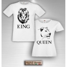 T-Shirt - LEONE LEONESSA KING QUEEN - Idea regalo - San Valentino - Coppia