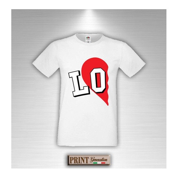 T-Shirt - LOVE CUORE A META' - Idea regalo - Coppia - San Valentino