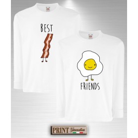 T-Shirt maniche lunghe - BEST FRIENDS BACON E UOVA - Idea regalo