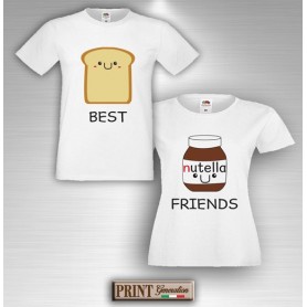 T-Shirt - BEST FRIENDS BREAD AND NUTS CREAM - Amicizia - Idea regalo - Coppia