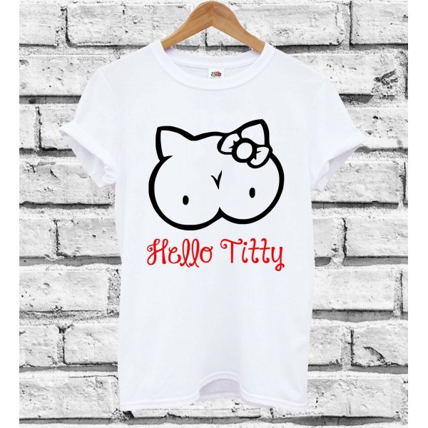 T-Shirt - HELLO TITTY - Frasi divertenti - Idea regalo