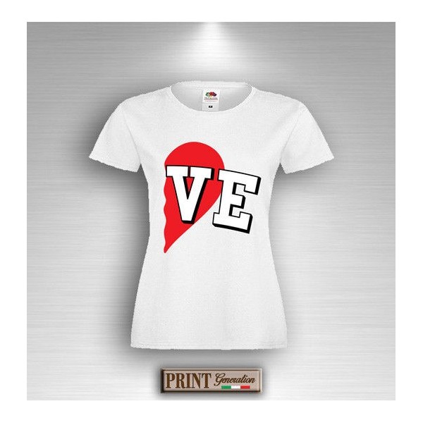 T-Shirt - LOVE CUORE A META' - Idea regalo - San Valentino