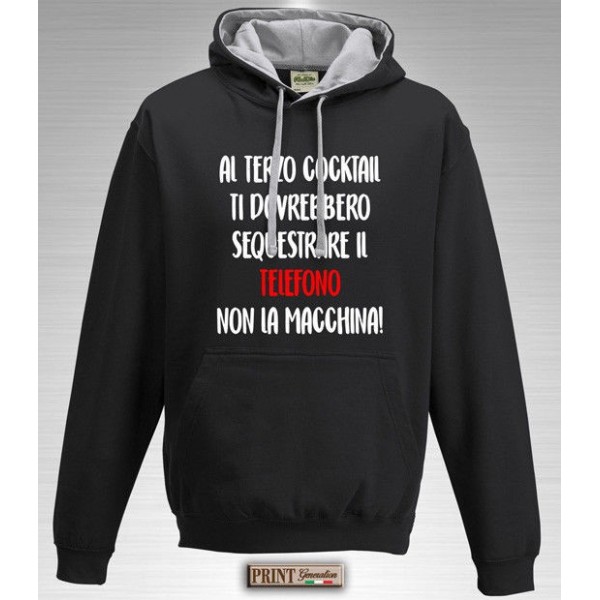 Felpa con cappuccio - ALCOOL SEQUESTRARE IL TELEFONO - Frasi divertenti