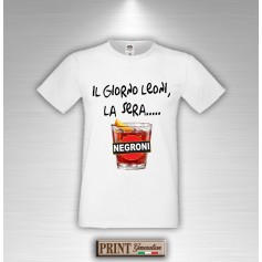 T-Shirt Il giorno leoni di sera Negroni Frase Divertente Maglietta Uomo