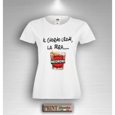 T-Shirt Il giorno leoni di sera Negroni Frase Divertente Maglietta Donna