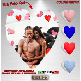 Cuscino CUORE PERSONALIZZATO con la TUA FOTO Colorato con Imbottitura