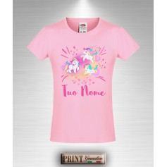 T-shirt slim fit Bambina UNICORNO con NOME PERSONALIZZATO