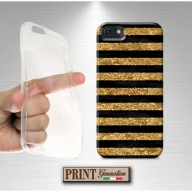 Cover stampata linea nero oro brillantini effetto glitter Nokia