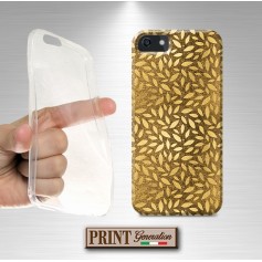 Cover stampata foglie oro collage effetto glitter Nokia