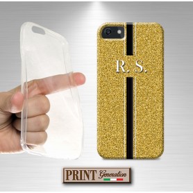 Cover Personalizzata oro monogramma bianco nero iPhone