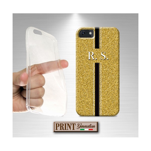 Cover Personalizzata oro monogramma bianco nero iPhone