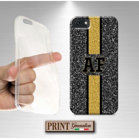 Cover Personalizzata monogramma brillantini chic oro iPhone