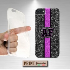 Cover stampata Personalizzata monogramma scintillante fucsia effetto glitter iPhone