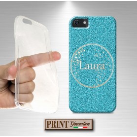 Cover Nome personalizzata nome azzurra bollicina Samsung