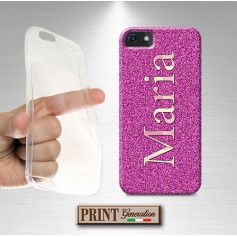 Cover stampata Personalizzata nome strass fucsia effetto glitter Huawei