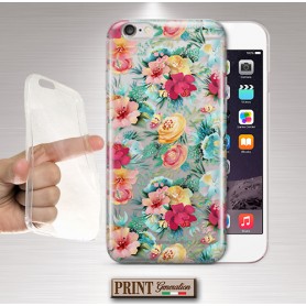 Cover trasparente stickers floreale colorato Huawei