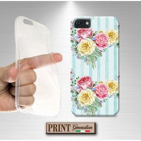 Cover Striscia rose e fiori gialli Xiaomi