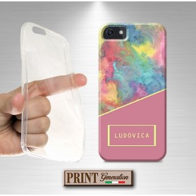 Cover Personalizzata nome giallo arcobaleno Samsung