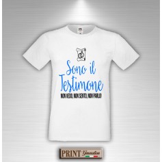 T-Shirt SONO IL TESTIMONE non vedo non sento non parlo Addio al celibato - Amico Sposo Frase Divertente