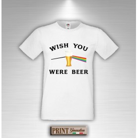 T-Shirt WISH YOU WERE BEER Maglietta Uomo Frasi Divertenti