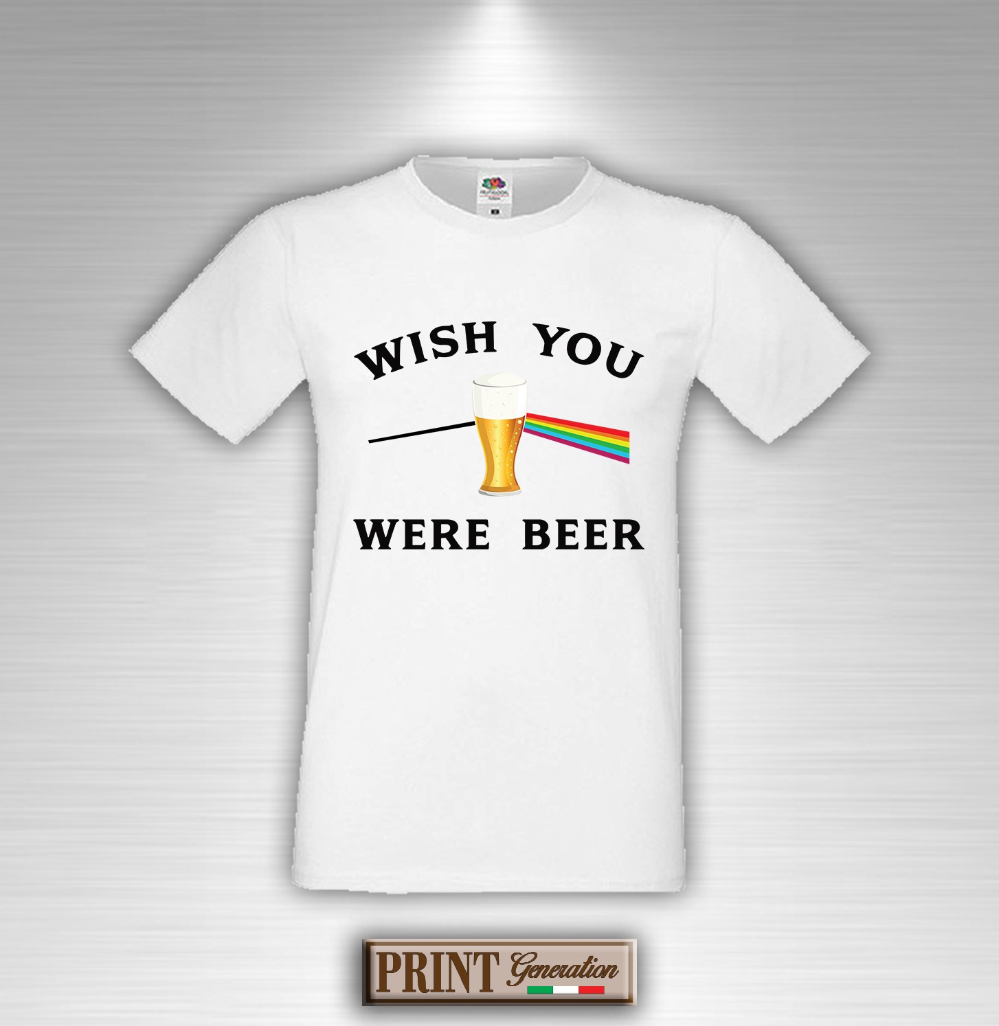 T-Shirt WISH YOU WERE BEER Maglietta Uomo Frasi Divertenti