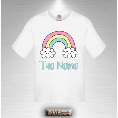 T-shirt Bambino Arcobaleno con Nuvole Smile Personalizzata con Nome