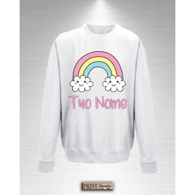 Felpa Girocollo Bambina Arcobaleno con Nuvole Smile Personalizzata con Nome