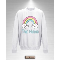 Felpa Girocollo Bambino Arcobaleno con Nuvole Smile Personalizzata con Nome