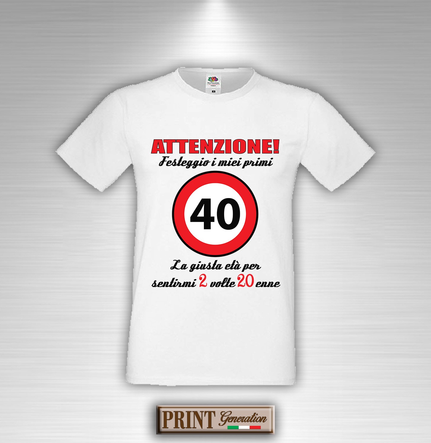 T-Shirt Quarantesimo Compleanno 40 Anni 2 Volte Ventenne