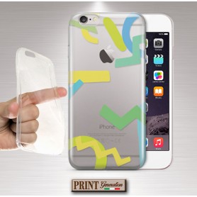 Cover - 'ASTRATTO azzurro' forme figure colorito Memphis style 80s TRASPARENTE NOKIA