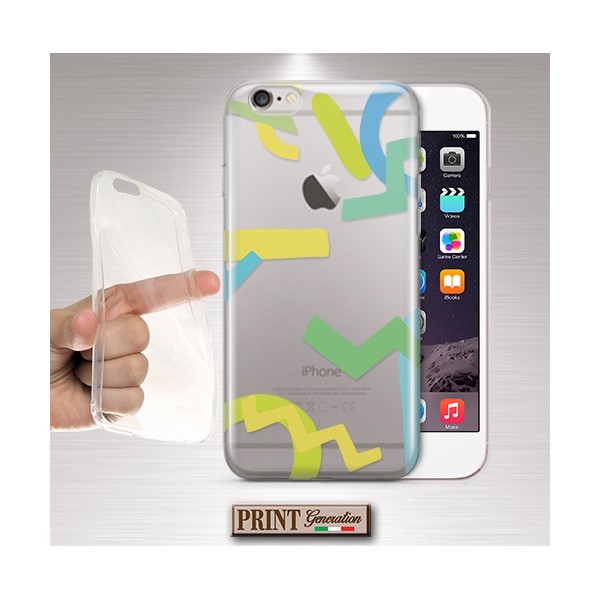 Cover - 'ASTRATTO azzurro' forme figure colorito Memphis style 80s TRASPARENTE NOKIA