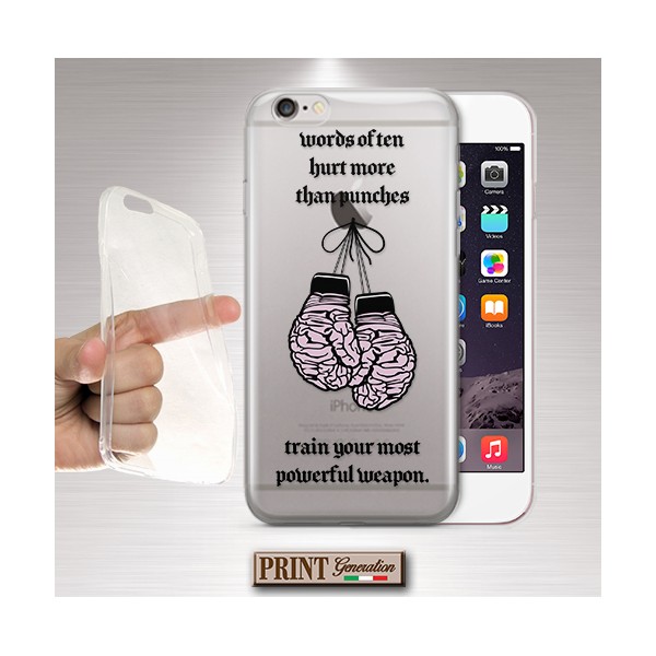 Cover- 'BOX GLOVES brain punches' TRASPARENTE guantoni da boxe frasi tumblr aesthetic cervello sports SAMSUNG