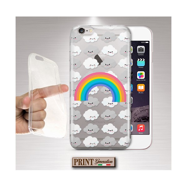 Cover - 'CLOUD PATTERN' trasparente nuvole arcobaleno carino NOKIA