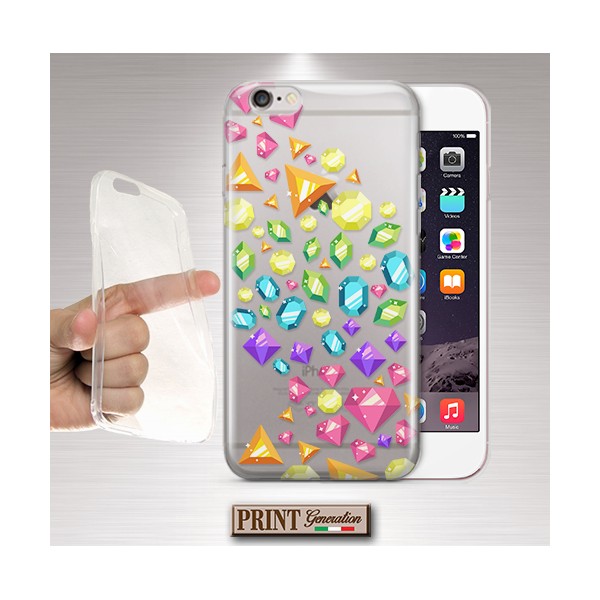 Cover - 'COLORFUL GEMS RAIN trasp' DIAMANTI COLORITI CARINO TRASPARENTE DONNA ARCOBALENO NOKIA