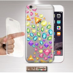 Cover - 'COLORFUL GEMS RAIN trasp' DIAMANTI COLORITI CARINO TRASPARENTE DONNA ARCOBALENO NOKIA