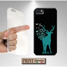 Cover - 'DEER butterflies SOLID' cervo corna farfalle carino magico fantasia patronus NOKIA
