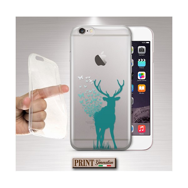 Cover - 'DEER butterflies trasp' cervo farfalle TRASPARENTE delicato patronus harry potter NOKIA
