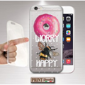 Cover - 'DONUT worry BEE happy' trasparente frasi "don't worry be happy" carino ciambelle ape NOKIA